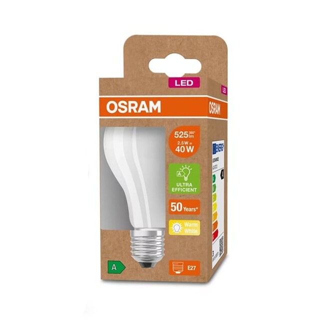 Osram 2.5w E27 Ultra-efficient Led Frosted Gls Light Bulb