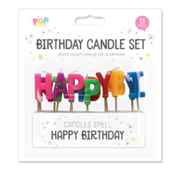 Happy Birthday Cake Letter Candle Set - 13 Colourful Letter Candles