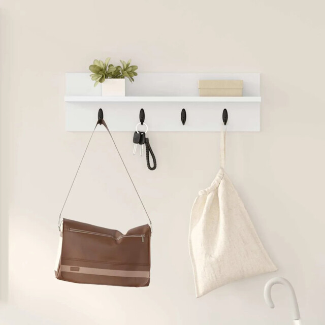 Wall-mounted Coat Rack White 60 X 10.5 X 18 Cm Engineered Wood Vidaxl