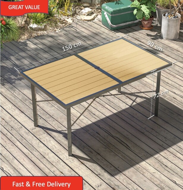 Garden Table For 6, Outdoor Dining Table With 5cm Umbrella Hole