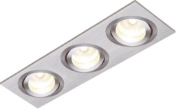 3 Light Triple Brushed Silver Gu10 Tilt Recessed Boxed Downlight Led