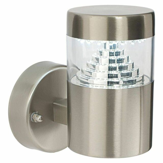 Saxby Pyramid Outdoor 3.3w Led Wall Light Stainless Steel & Clear Pc