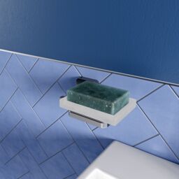 Croydex Flexi-fix Soap Dish Wall Mounted Frosted Glass, Chrome -