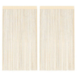 String Curtains 2pcs Cream 100x250cm Polyester Fabric Tunnel Header