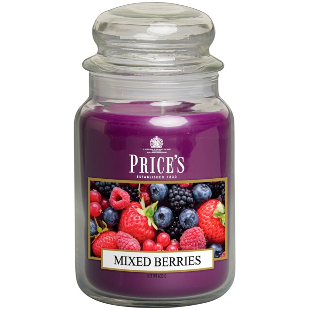 Price's Candles Large Glass Jar Mixed Berries 150 Hours Burn Time