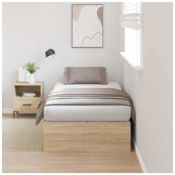 Storage Bed Frame Sonoma Oak 90x200cm Engineered Wood Hidden Lift