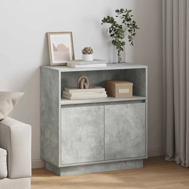 Sideboard With Led Concrete Grey 71 X 34.5 X 75 Cm Vidaxl