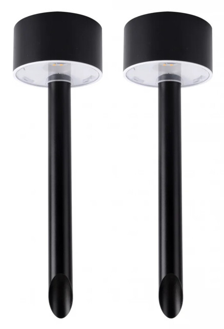 Pack Of 2 X Outdoor Light Black True Solar Spike Lights Set 240mm Ip44