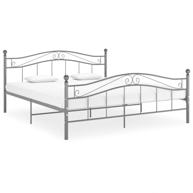 Bed Frame Black Powder-coated Metal 140x200cm Double Slatted Sturdy