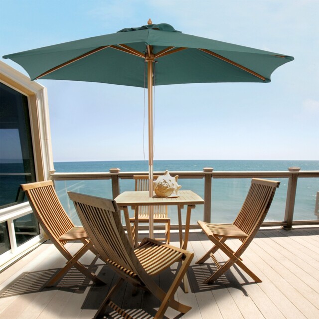2.5m Wood Wooden Garden Parasol Sun Shade Patio Outdoor Umbrella