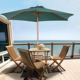 2.5m Wood Wooden Garden Parasol Sun Shade Patio Outdoor Umbrella