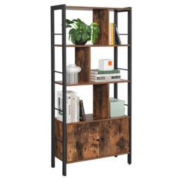 Retro Bookcase 4-tier Shelving Unit Display Plant Stand Metal Frame