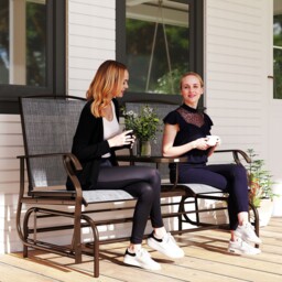 Double Rocking Rocker Sun Lounger Seat Chair Metal Furniture Outdoor