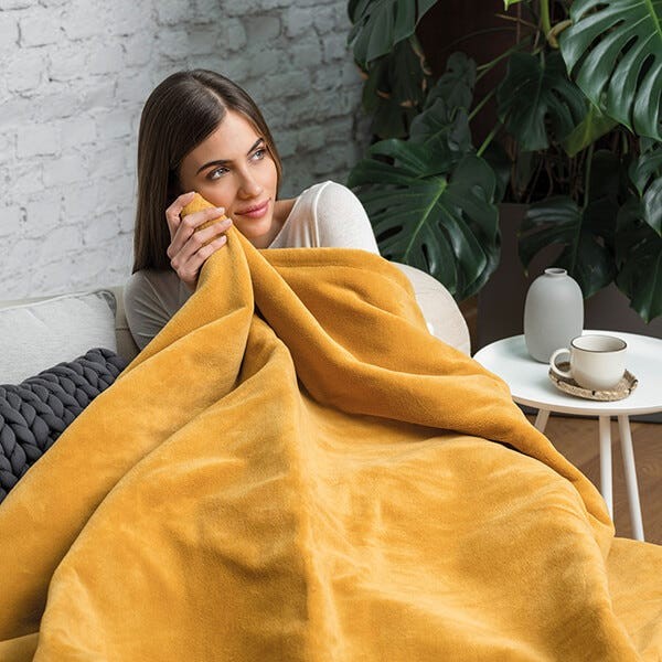 Dreamland Snuggle Up Warming Throw Mustard