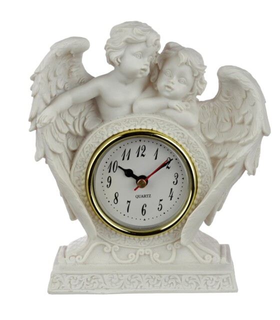 Eternal Love Mantle Clock White Peace Of Heaven Pendulum Quartz Resin