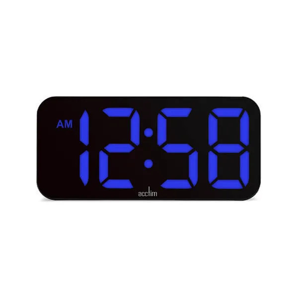 Alarm Clock Digital White Acctim Jaxon Lcd Display Snooze Bedroom
