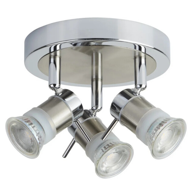 Bathroom Light Silver Aries 3 Spot Fitting 7443cc Chrome Satin