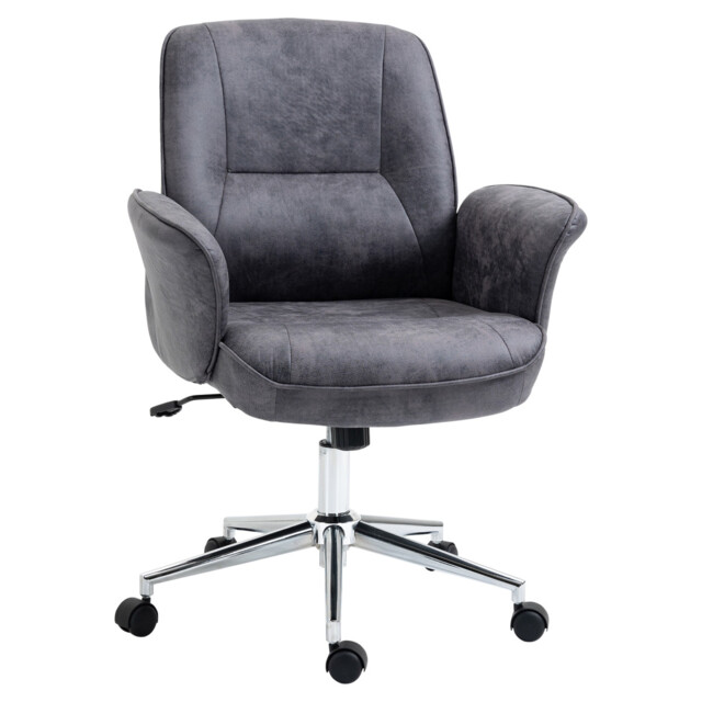 Office Chair Charcoal Grey Microfibre Leather 67x69x102cm Swivel Mid