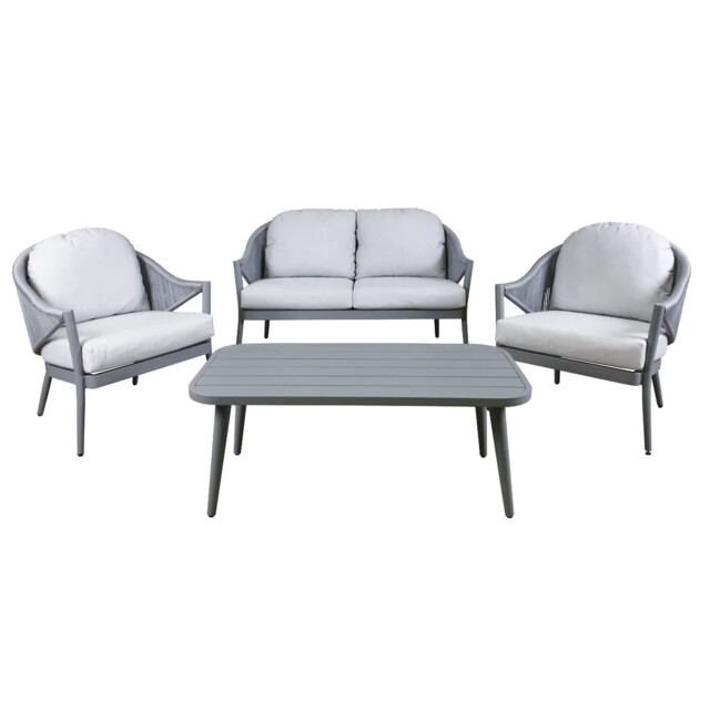 Dellonda Echo Aluminium Outdoor Sofa Set 4 Piece - 2-seater &