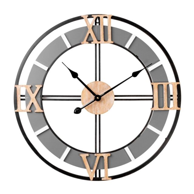 Hometime Metal And Wood Cut Out Wall Clock 60cm W7991