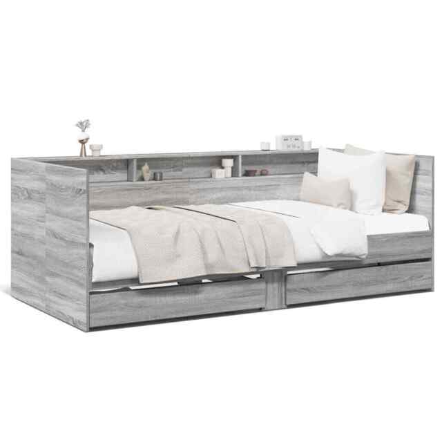 Daybed With Drawers Grey Sonoma 75x190 Cm Engineered Wood Vidaxl