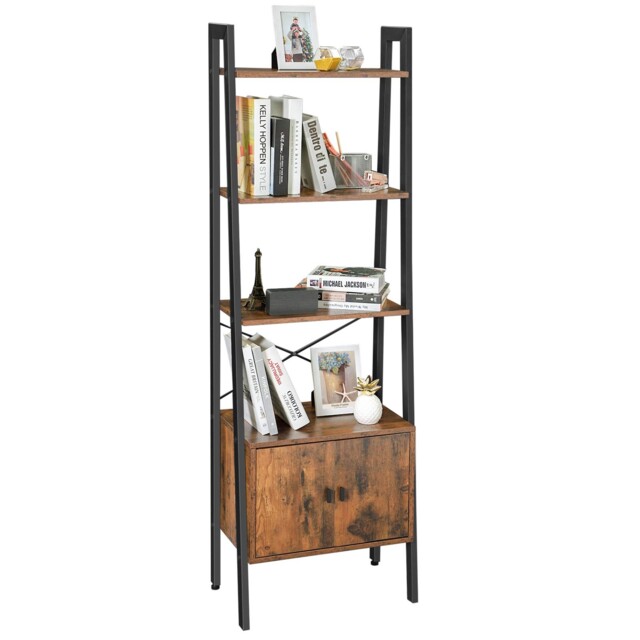Vasagle Shelf Ladder, Bookcase, Storage 56 X 34 X 173 Cm, Rustic Brown
