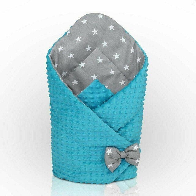 Baby Swaddle Wrap Newborn Blanket – Dimple Turquoise / Small Stars On