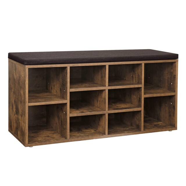 Vasagle Shoe Bench, Shelf, Rack, Storage 30 X 104 X 48 Cm, Brown