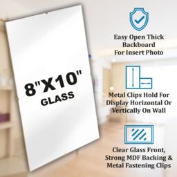 "Clip Frame 8"" X 10"" Glass Frameless Photo Poster Frames Home Office"