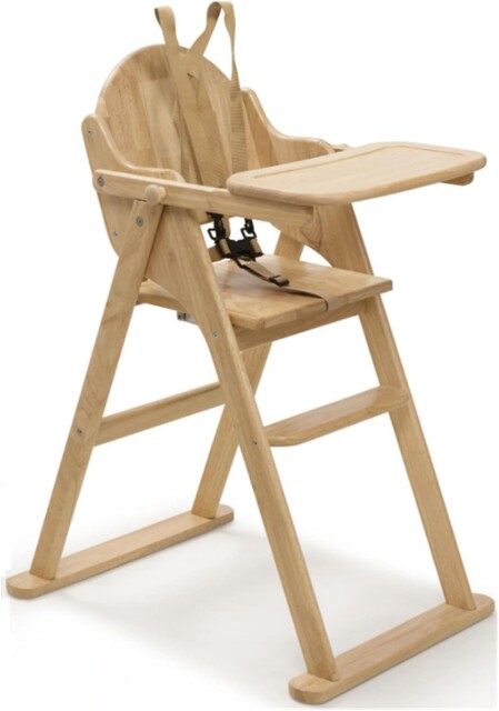Safetots Deluxe Putaway Folding Wooden High Chair Natural For Baby