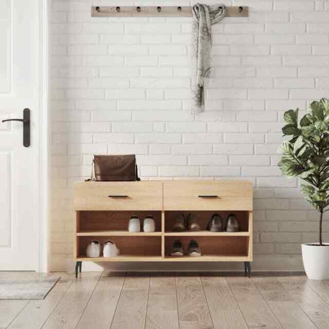 Shoe Bench Sonoma Oak 102x35x55 Cm Engineered Wood Vidaxl