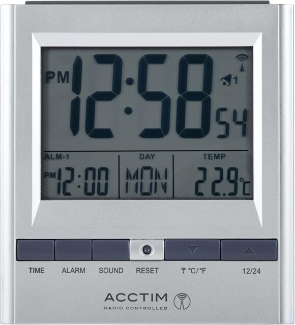 Acctim 71717x Chula Rc Digital Lcd Alarm Clock In Silver