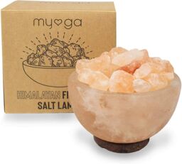Himalayan Crystal Pink Rock Salt Fire Bowl Lamp Natural Ambient Glow