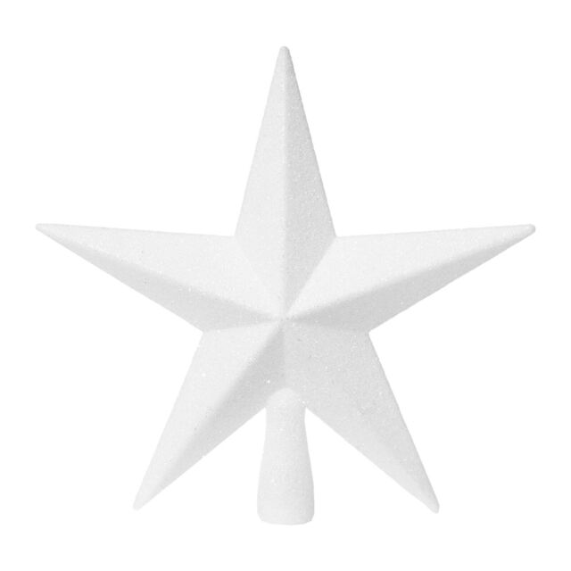 Christmas Shatterproof Tree Topper Star 200mm Glitter Decoration White