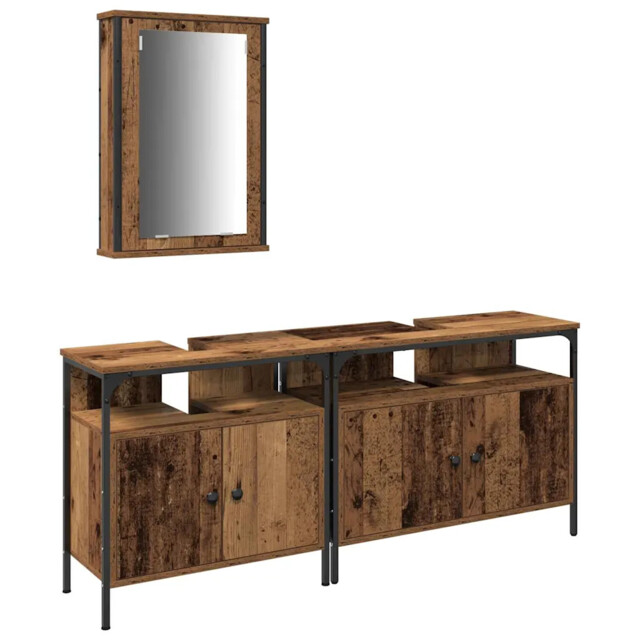 Bathroom Furniture Set 3 Piece Storage Sink Cabinet Engineered Wood