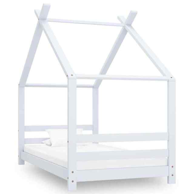 Kids Bed Frame White Solid Pine Wood 80x160 Cm Vidaxl