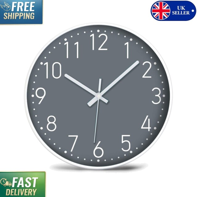 Elegant 30cm Silent Quartz Wall Clock - Stylish Grey Decor For Home &