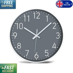 Elegant 30cm Silent Quartz Wall Clock - Stylish Grey Decor For Home &