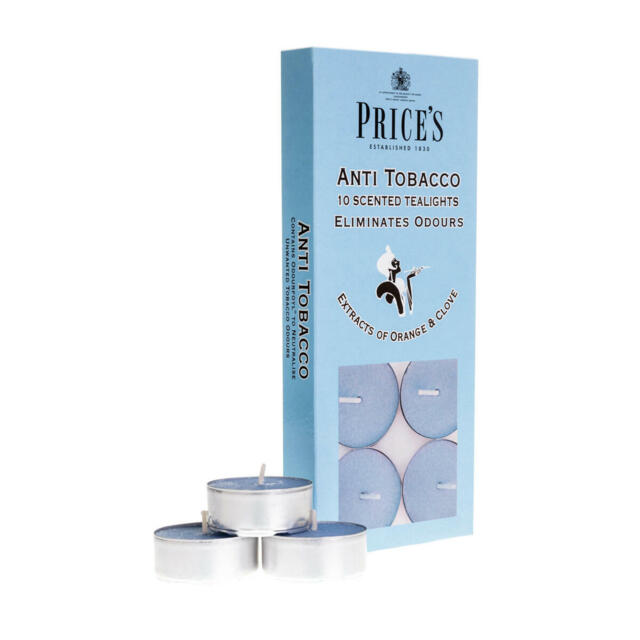 Price's Candles Anti Tobacco Tealights Eliminates Odours Scents Pack