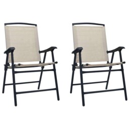 Folding Garden Chairs Set Of 2 Acacia Wood & Textilene Foldable