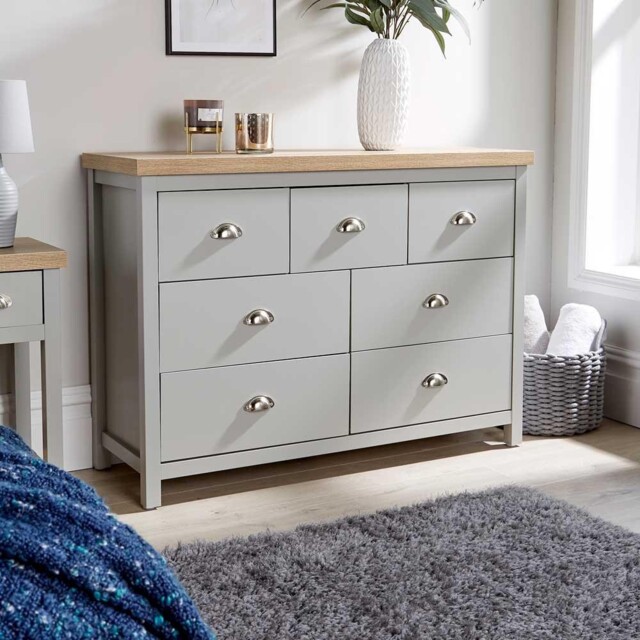7 Drawer Chest Of Drawers Storage Metal Cup Handles Avon Two Tone 36mm