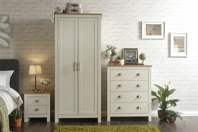 Lancaster 3 Piece Bedroom Set 2 Door Wardrobe 4 Drawer Chest Bedside