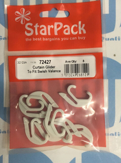 Curtain Rail Gliders Hooks To Fit Swish Valance Pack Qty 8no:72427