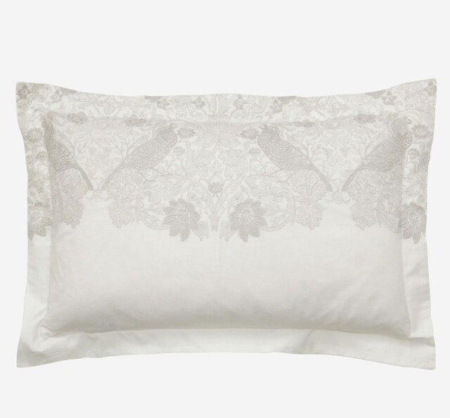 Morris & Co Pure Strawberry Thief Embroidery Oxford Pillowcase