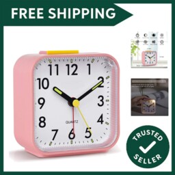 Silent Alarm Clocks Bedside Non Ticking Battery Powered Table Clocks