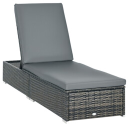 Outsunny Patio Rattan Chaise Lounge Garden Pool Wicker Sun Lounger