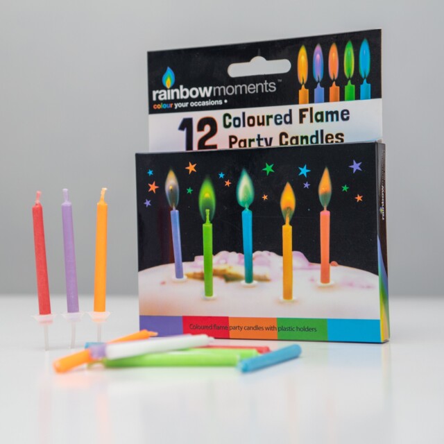 Boxer Gifts Coloured Flame Birthday Party Candles - Pack Of 12