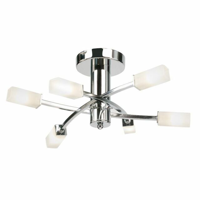Endon Havana 6 X 25w Dimmable Wall Light Chrome Effect Frosted Glass