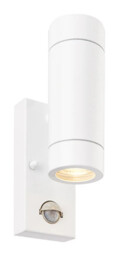 Outdoor Light White Palin Double Spot Ip44 Gloss Pir Motion Sensor