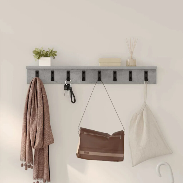 Wall-mounted Coat Rack Concrete Grey 80 X 10.5 X 10.5 Cm Vidaxl